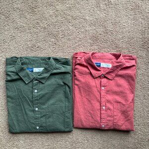 Old Navy Shirt Mens 2XL Everyday Linen Blend Regular Fit Lot of 2 Green Red
